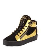 Men's Studded Suede & Metallic Leather High-top