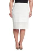 Shimmer Striped Pencil Skirt, White,