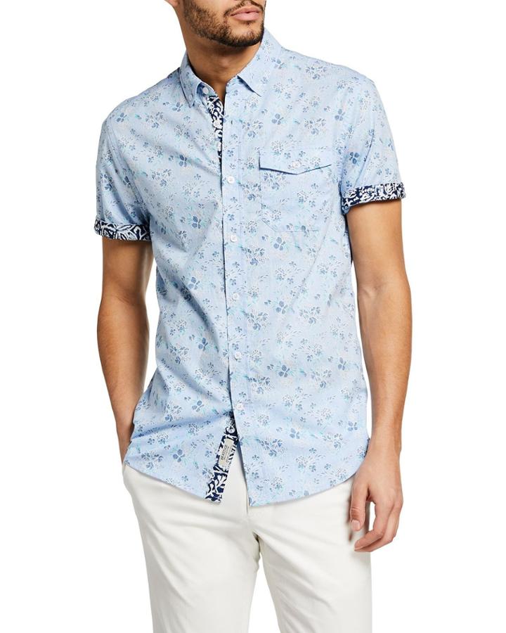 Men's Reverse Floral-print Short-sleeve