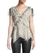 Sleeveless V-neck Ruffle Top