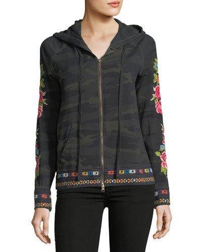 Rina Embroidered Camouflage Hoodie