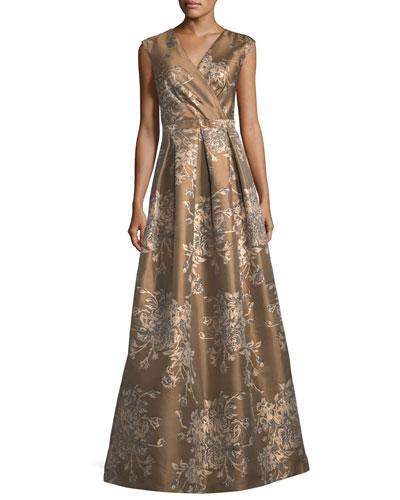 Embroidered Surplice A-line Gown