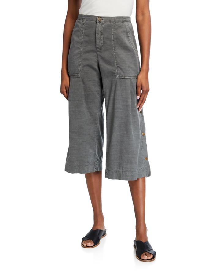 Flicker Wide-leg Cropped Twill Trousers W/