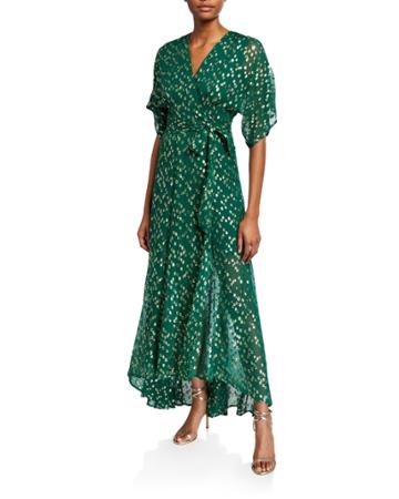 Gemma Metallic Confetti Silk-blend Wrap Dress