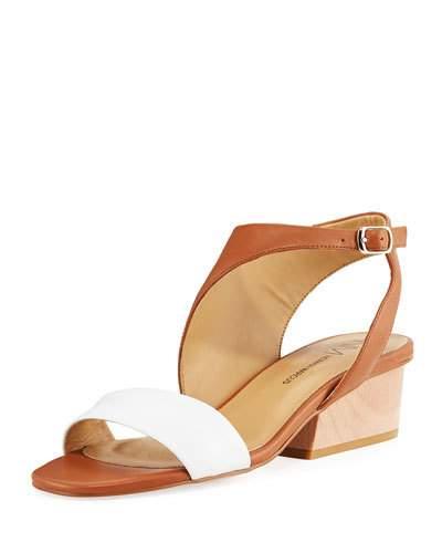Cale Asymmetrical Cutout Sandal, White/tan