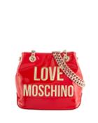 Patent Faux-leather Logo Bucket Bag