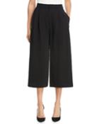 2-pleat Wide-leg Cotton-blend Culotte Pants