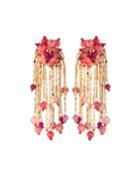 Beaded Chain Tassel Earrings, Pink