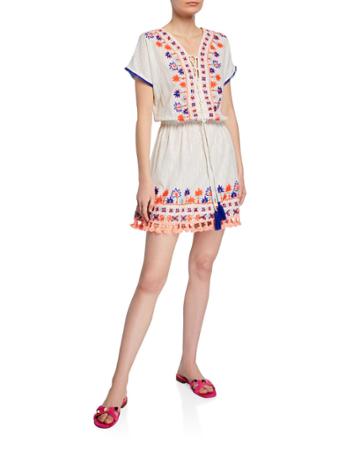 Juliet Metallic Striped Embroidered Corset Tassel Dress