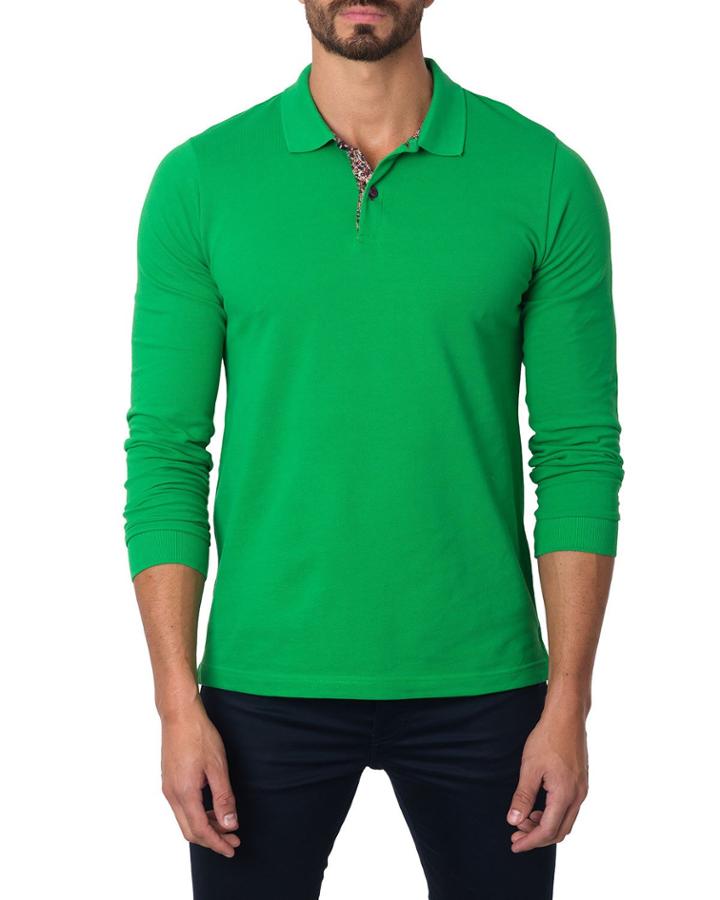Semi-fitted Long-sleeve Cotton-blend Polo