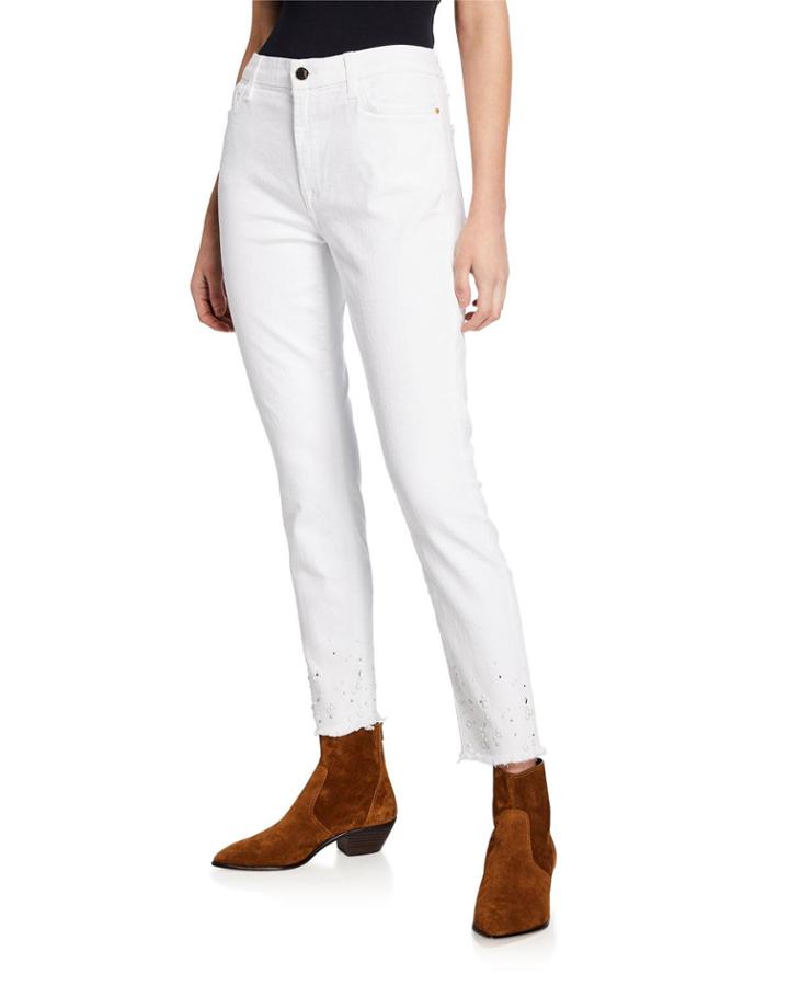 Ankle Skinny Crystal Fray Jeans