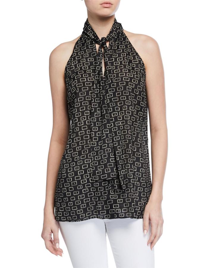 Amore Piazza-print Tie-neck Halter Top