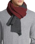 Cashmere/alpaca Scarf With Houndstooth Trim