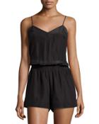 Lacey Silk Short Jumpsuit, Black