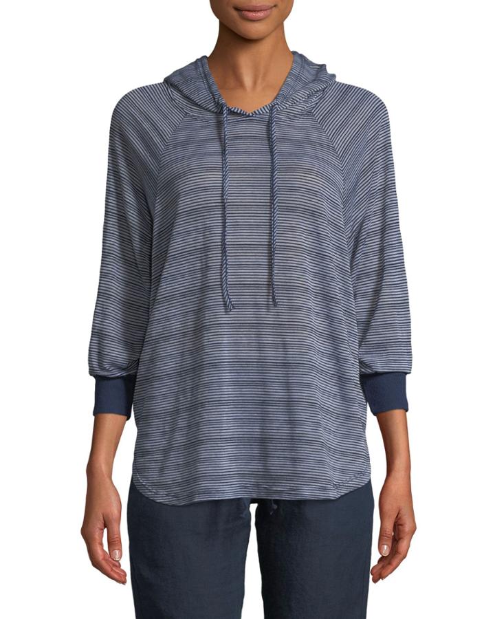 3/4-sleeve Tie-dye Burnout Hoodie