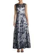 Embellished Illusion Flare Gown