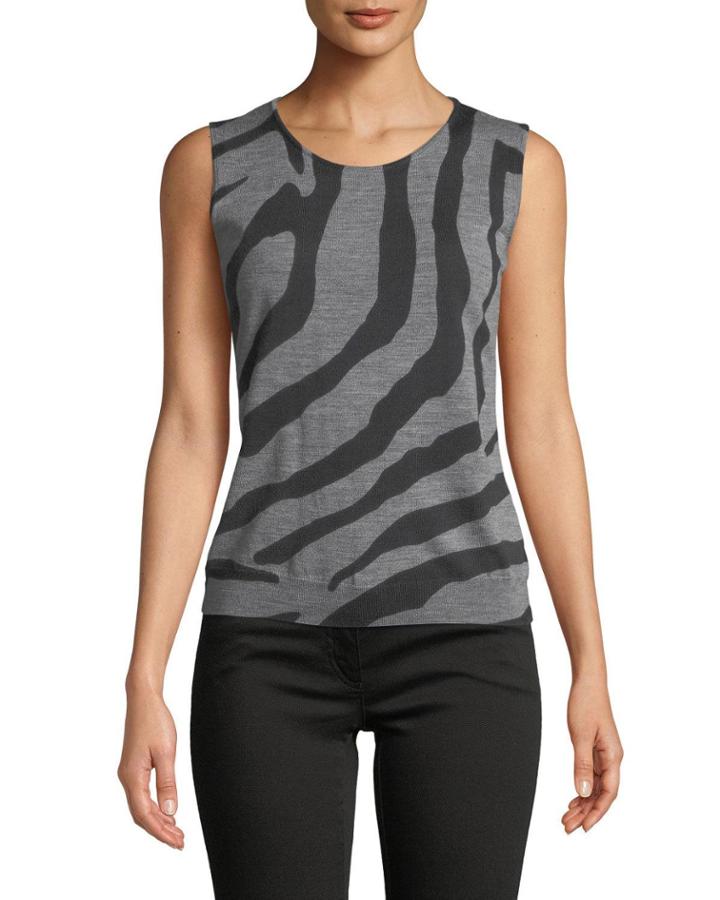 Zebra Striped Wool Tank Top