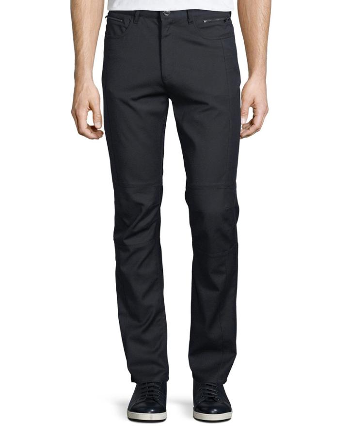 Men's Textured Zip-pocket Moto-style Pants