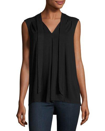 Tie-neck Jersey Tee, Black