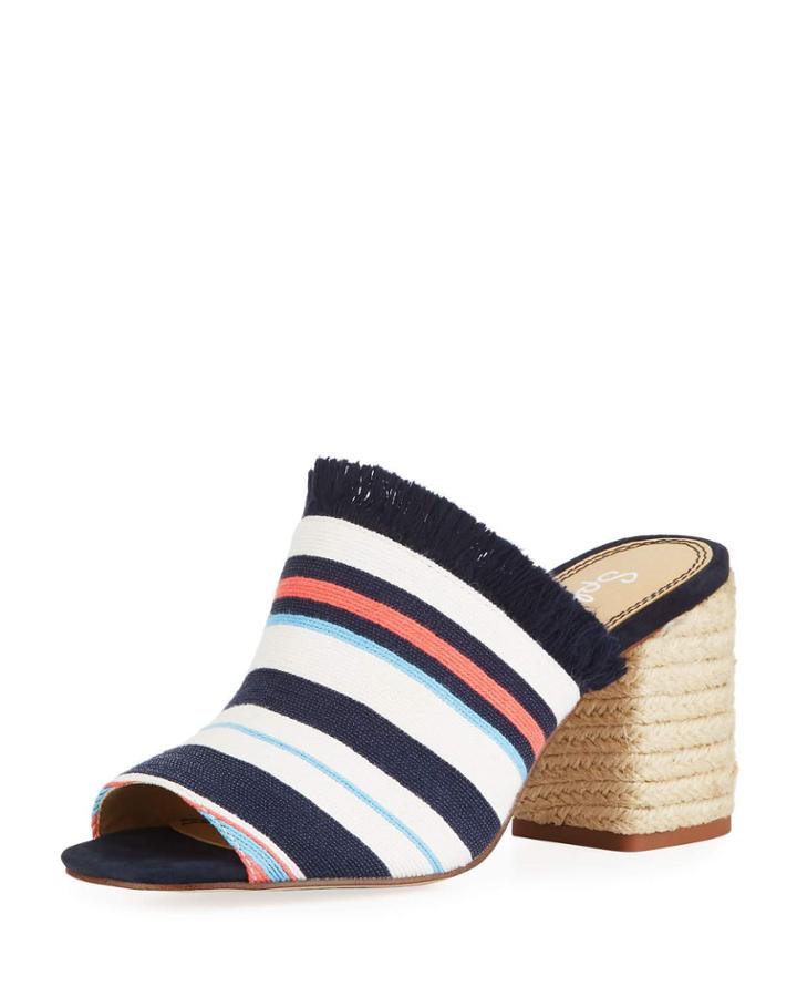 Baron Striped Fabric Block-heel