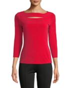 Boat-neck Cutout Jersey Top