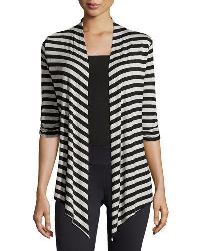 Meryl 3/4-sleeve Wrap Cardigan, Black