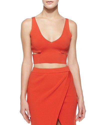 Raw-edge Crop Top, Vermillion Red