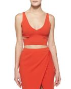 Raw-edge Crop Top, Vermillion Red