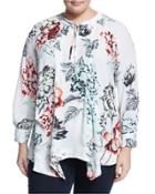 Floral-print Pintuck Top,