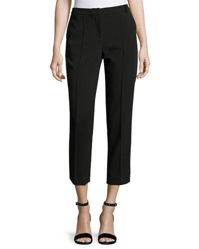 Front-tuck Slim Ankle Pants, Black