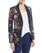 Macey Embroidered Notch-collar Blazer