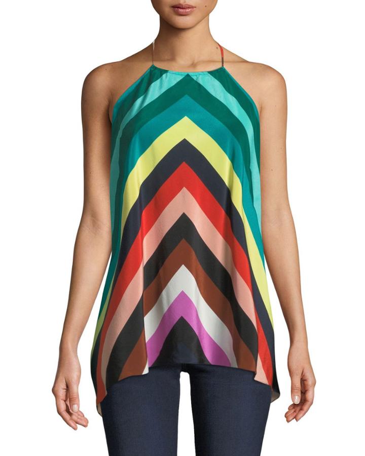 Strappy Striped Silk Halter