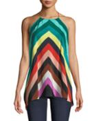 Strappy Striped Silk Halter