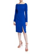 Rachel High-neck Long-sleeve Sheath Dress With