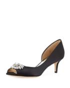 Macie Embellished Kitten-heel D'orsay Pump