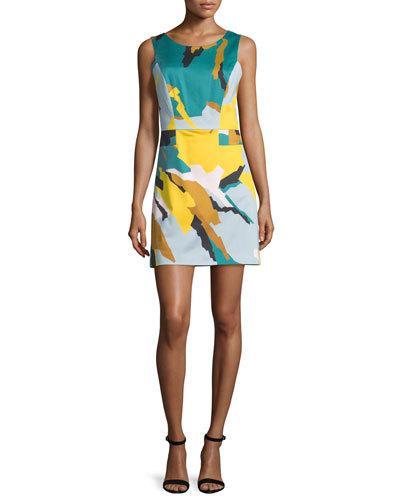 Sleeveless Modern Camo-print Dress,
