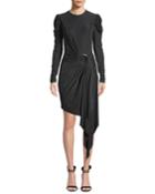 Sueded Jersey Asymmetric Wrap Dress