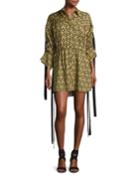Goteborg Floral-print Shirtdress With Dangling Ties, Yellow