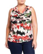 Plus Size Cowl-neck Printed Top