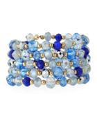 Multi-row Simulated Crystal Wrap Bracelet, Blue