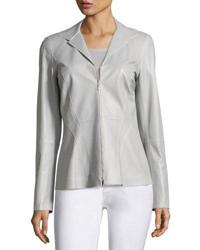 Kat Zip-front Tissue-weight Lambskin Jacket,
