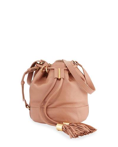 Vicki Small Leather Bucket Bag, Nougat