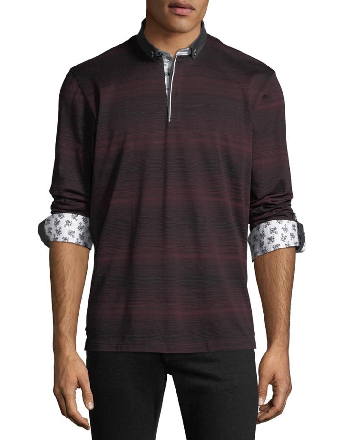 Men's Ing Striped Long-sleeve Polo