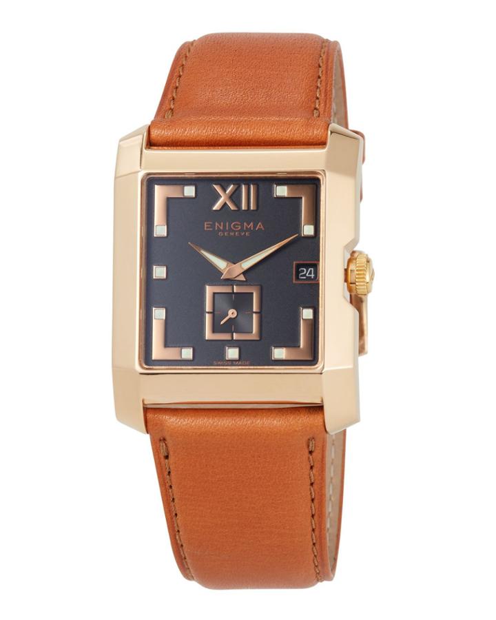 18k Square Date Watch W/ Leather