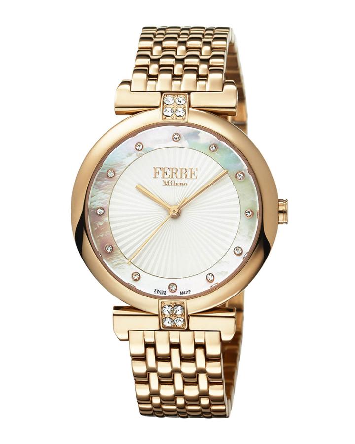 Women's 36mm Stainless Steel Sunray Glitz Watch With Bracelet, Rose