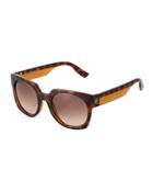 Modified Oval Acetate Sunglasses, Havana/light Brown