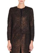 Shiva Hook-front Metallic-leather Eyelash-detail Jacket