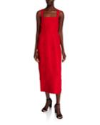 Floral Applique Wool-silk Dress