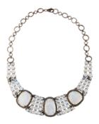 Diamond-halo Moonstone Bib Necklace