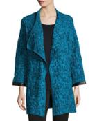 Shawl-collar Knit Jacket, Blue/black
